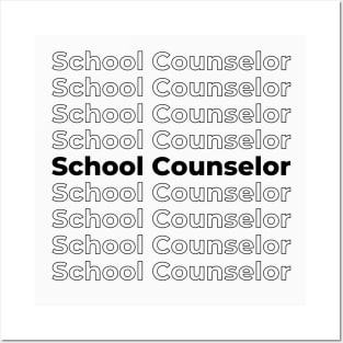 School Counselor - repeating text black Posters and Art